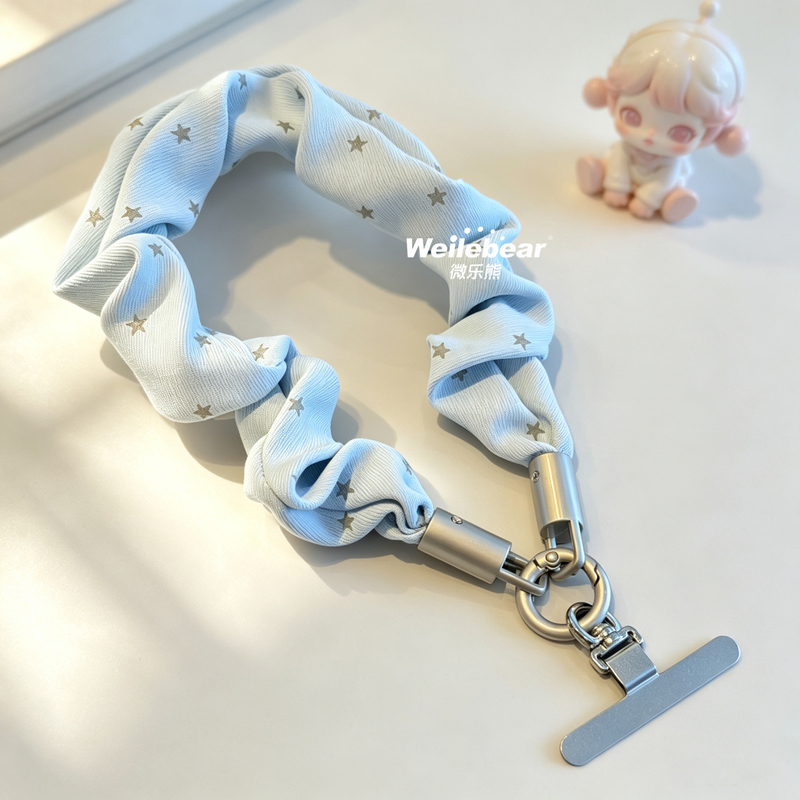 Korean-Style Internet Celebrity Star Pleated Phone Lanyard Short Wrist Strap ins Trendy Hand Strap Anti-Drop Portable Pendant Phone Chain