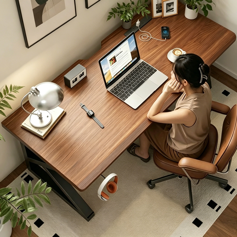Rubber Wood Computer Desk Bedroom Home Desk Office Desk Large Long Desk Workbench Double Solid Wood Table
