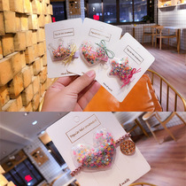 Korean children hair accessories color quicksand transparent love Crown hairclip head rope baby headgear girl Hairband edge clip