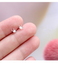 925 pure silver crown ultra small earnail woman South Korean mini personality minimalist temperament 100 hitch anti-allergy earbone earbuds
