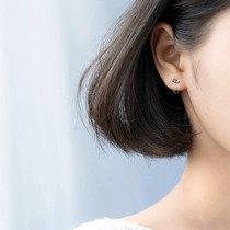 925 pure silver earrings female Korean temperament brief simple personality ear ring earrings ear hanging anti-allergy European and American tides black