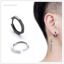 s925 pure silver ear ring male and female personality small crowdport air-cooled light wind net red ear button black 2021 new wave