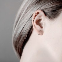 925 Pure Silver Ear Nail South Korea Temperament Brief Single Personality Creative Earring Ear Bone Ring male and female anti-allergic wave black