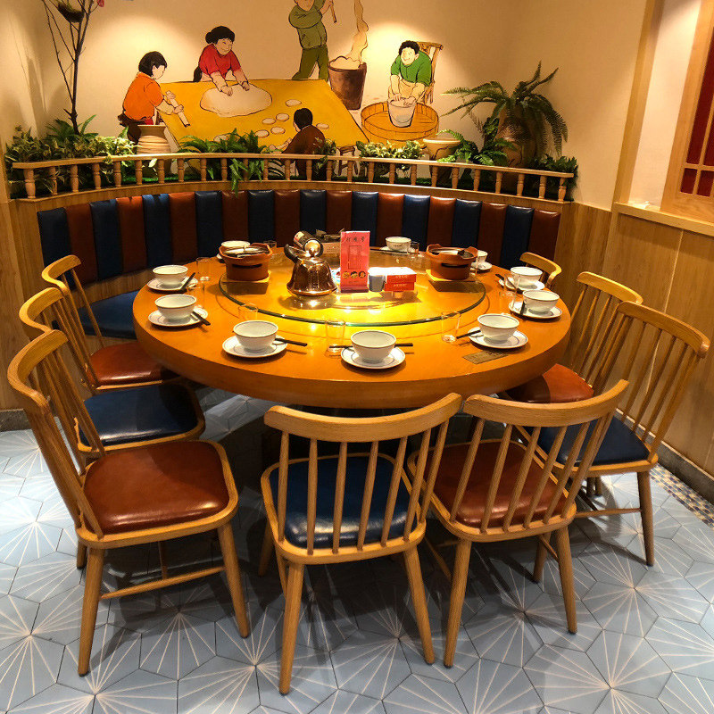 Restaurant tables and chairs Japanese food store noodle restaurant restaurant solid wood dining table cafeteria hot pot restaurant snack bar tables and chairs