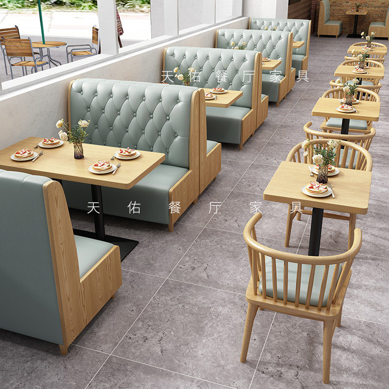 Solid wood milk tea shop Japanese food restaurant snack bar dessert noodle restaurant restaurant wall card seat sofa table and chair combination