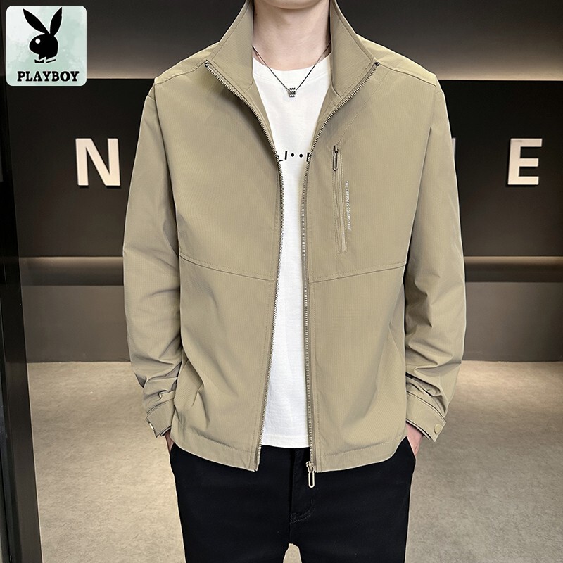 Playboy 2026 Men's Autumn Stand Collar Jacket Versatile Casual Loose Fashionable Handsome Workwear Men's Clothing