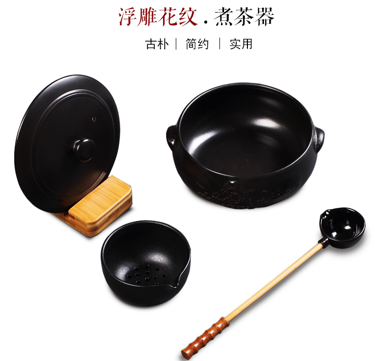 Bộ ấm trà bằng gốm sứ Bộ ấm trà đen Bộ ấm trà bằng ấm trà Bộ ấm trà kiểu Nhật khô - Trà sứ bộ ấm trà cối xay