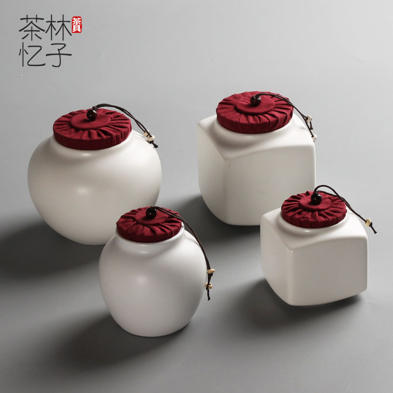 Tea ceremony zero matching small ceramic tea pots moisture-proof sealed tea storage pots pure color jade porcelain awakening tea pots loose tea storage pots