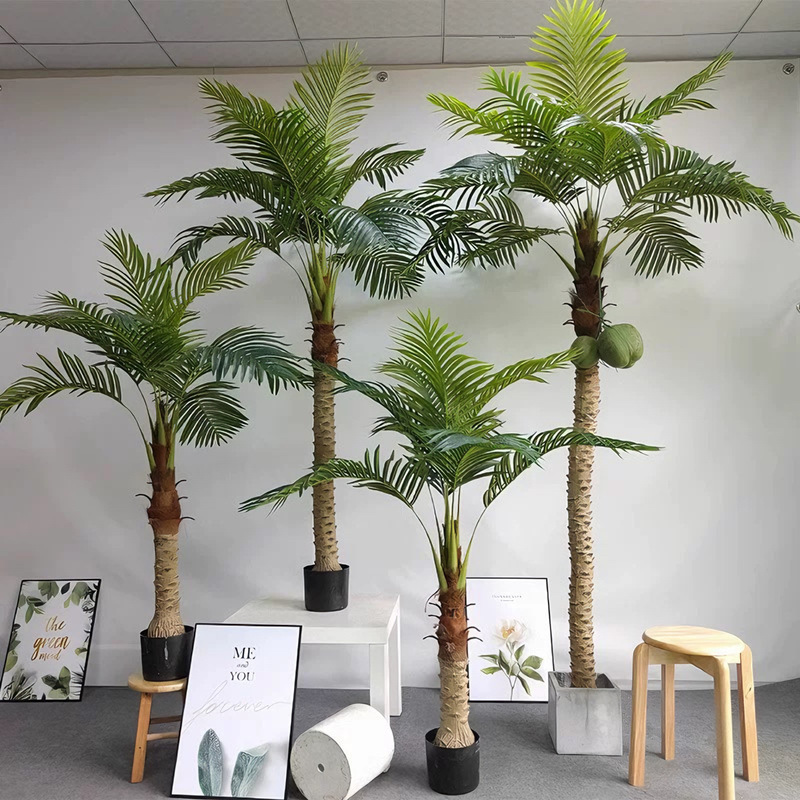 Artificial Green Plant Coconut Tree Sunflower Southeast Asian Landscaping Tropical Decorative Ornament Sunflower Living Room Potted Floor-Standing Fake Tree