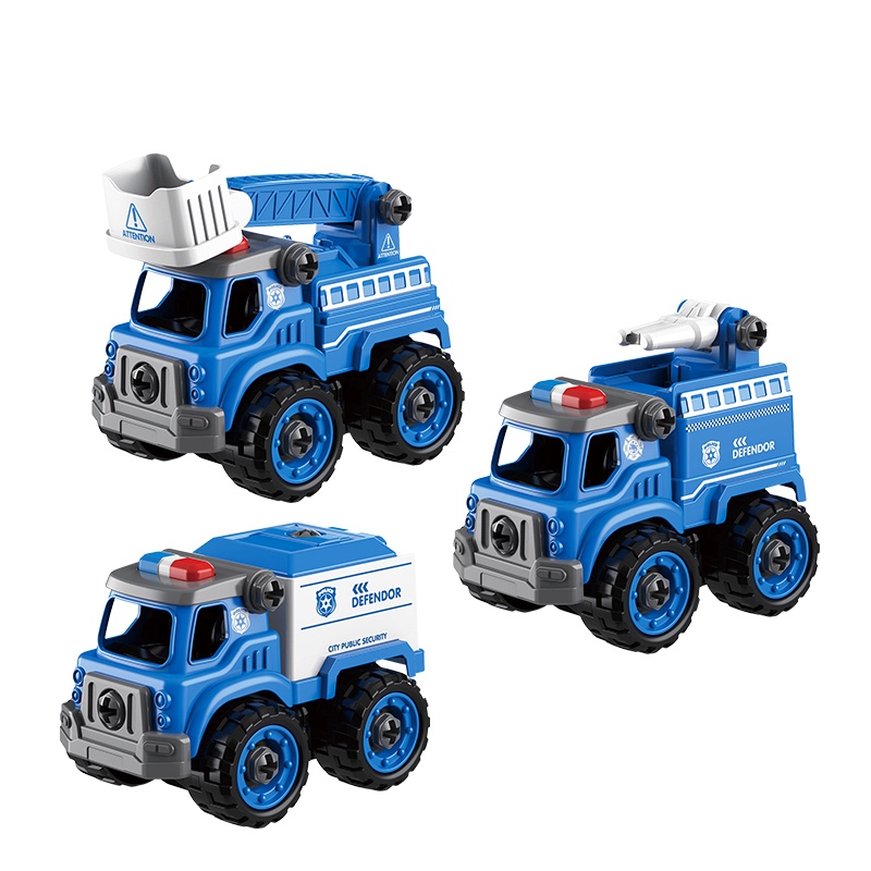  兒童拼裝拆裝工程車消防車擰螺絲玩具可拆卸組裝挖掘機益智男孩
