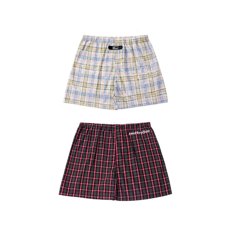 Emobrother* Retro Home Shorts/Plaid Cotton Aro Pants/Loose Flat Pants Underwear Two-Pack