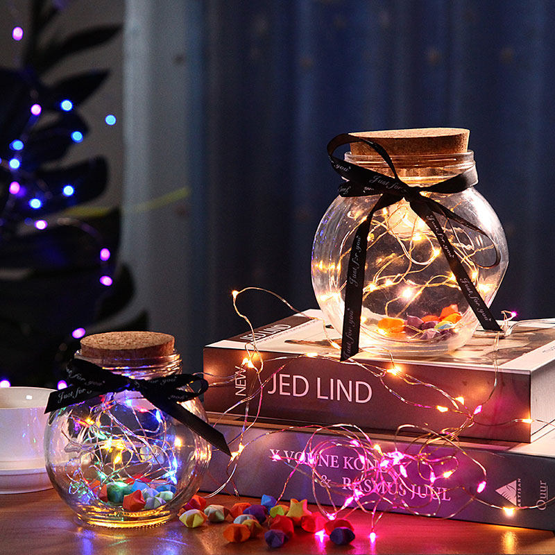 520LED Lamp Lucky Stars Bottle Wood Stopper Fluorescent Light Stars Light Wishing Bottle Romantic Little Night Light Birthday Present