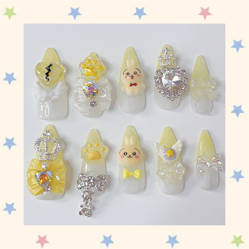 Children's Day Japanese Y2K Millennial Hot Girl Chiikawa Usagi Cartoon Detachable Wearable Handmade Nail Art Children's Day Japanese Y2K Millennial Hot Girl Chiikawa Usagi Cartoon Detachable Wearable Handmade Nail Art