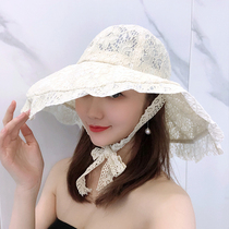 Net red lace big eaves fishermans hat female Korean version of Joker face cover summer thin breathable sun hat beach hat