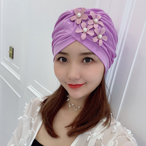 Net Red fashion three-dimensional Pearl Flower modified face swimming cap womens long hair comfortable pleated do not take a small face