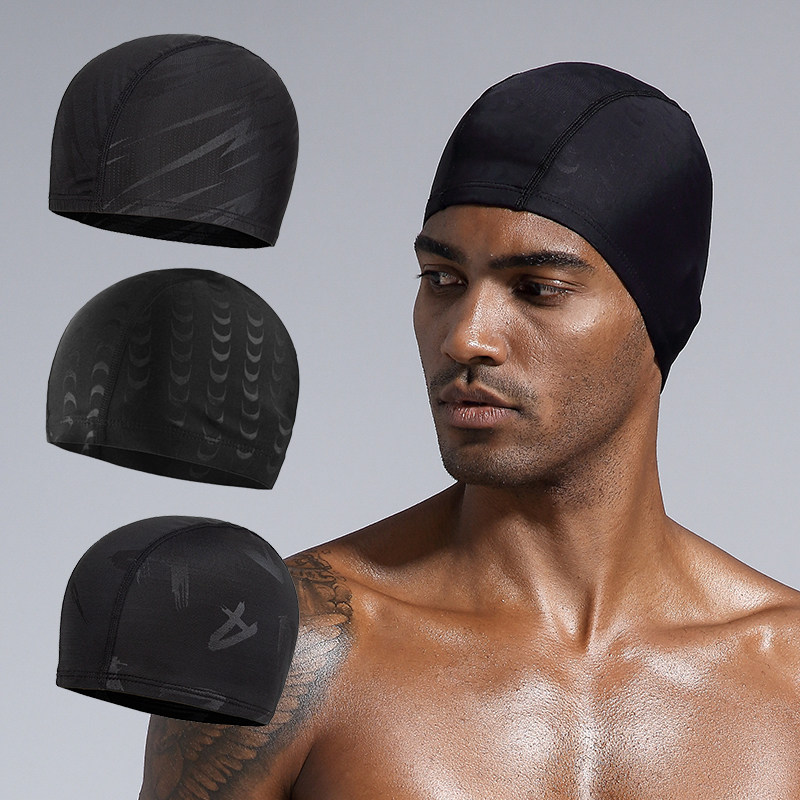 New men's swimming cap cloth swimming cap does not pull the head large number of comfortable ear protection fashion adult swimming cap fish scale pattern
