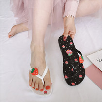 Cute ins Wind strawberry clip foot sandals women wear summer new fashion wild non-slip sandals Flip-flops