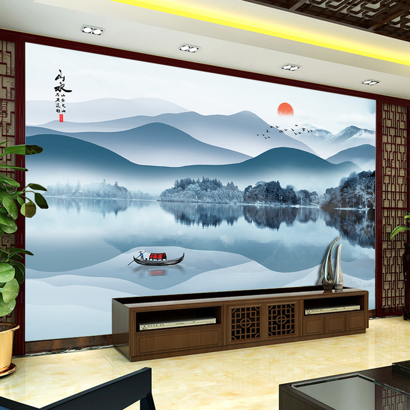 Chinese style bamboo wood fiber integrated wall panel TV background wall custom gusset panel living room landscape decorative wall panel