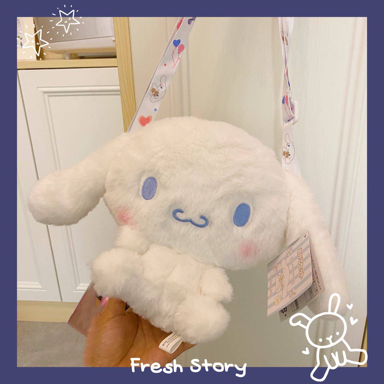 ins cartoon jade Gui dog skew satchel with small white large ears rabbit plush bag with cute contained bag bunch pocket