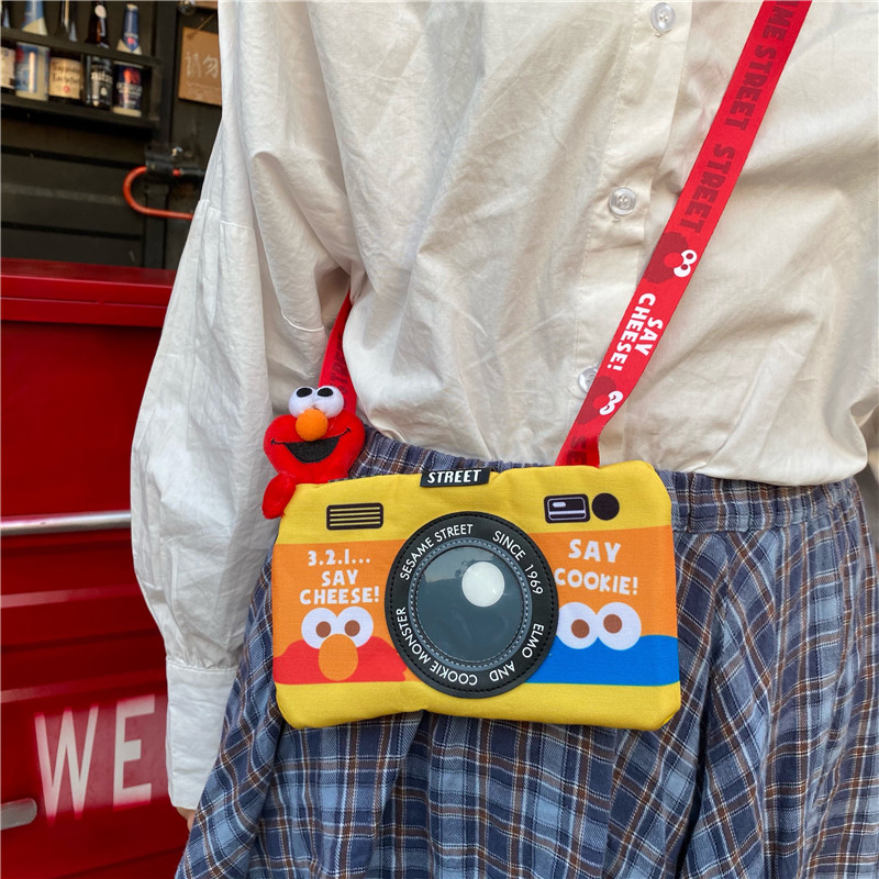 Japan Sesame Street Camera Bag Skew Satchel Cartoon Teenage Girl Hearts Single Shoulder Bag Cute Phone Bag ZERO Wallet