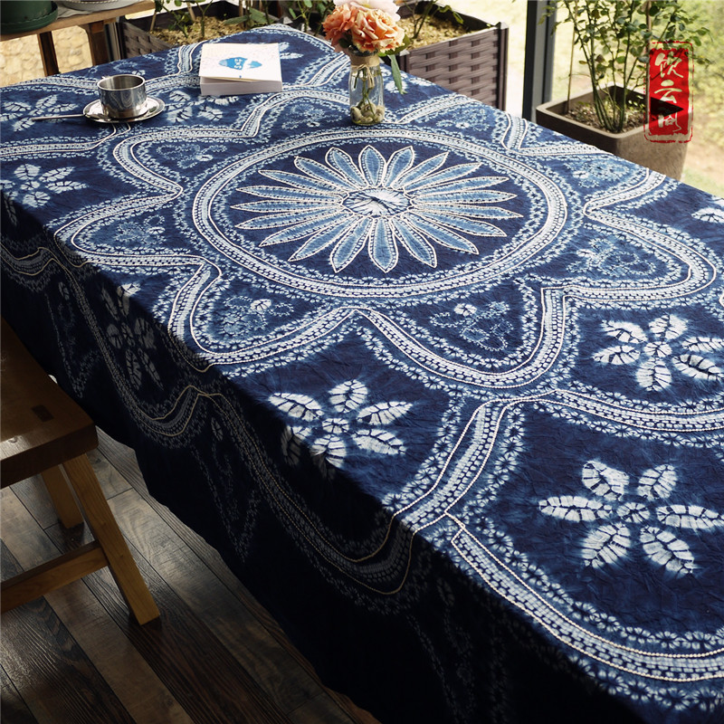 Great Polytechnique Dyeing Table Cloth Fabric Tea Table Dinner Table Cloth Art Fields Garden Wind Yunnan Special and Escort Courtesy Bar Folk and Folk Decorations