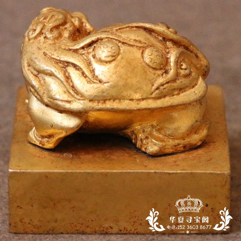 New Antique Collection Pure Copper Jade Seal Film and Television Props Old Objects Antique Bronze Gilt Dragon Tortoise Seal ornaments