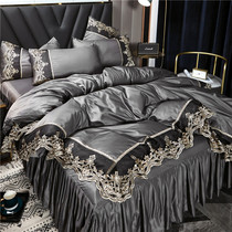 European light luxury lace bed skirt four-piece set with bedspread high-grade double-sided silk princess wind cotton