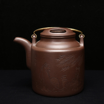 Old Purple sand handmade purple sand reflux pot Famous Gu Jingzhou Purple Clay Niu cover Western Bucket Pot 920cc