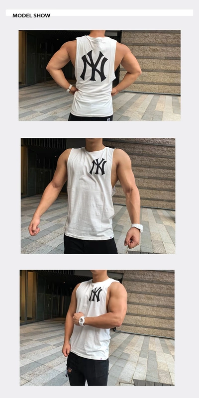 Áo vest thể thao nam rộng rãi cotton đào tạo vai thoáng khí kích thước lớn mùa hè cá tính xu hướng 19 tập thể dục đường phố không tay - Áo vest cotton áo khoác đông nam