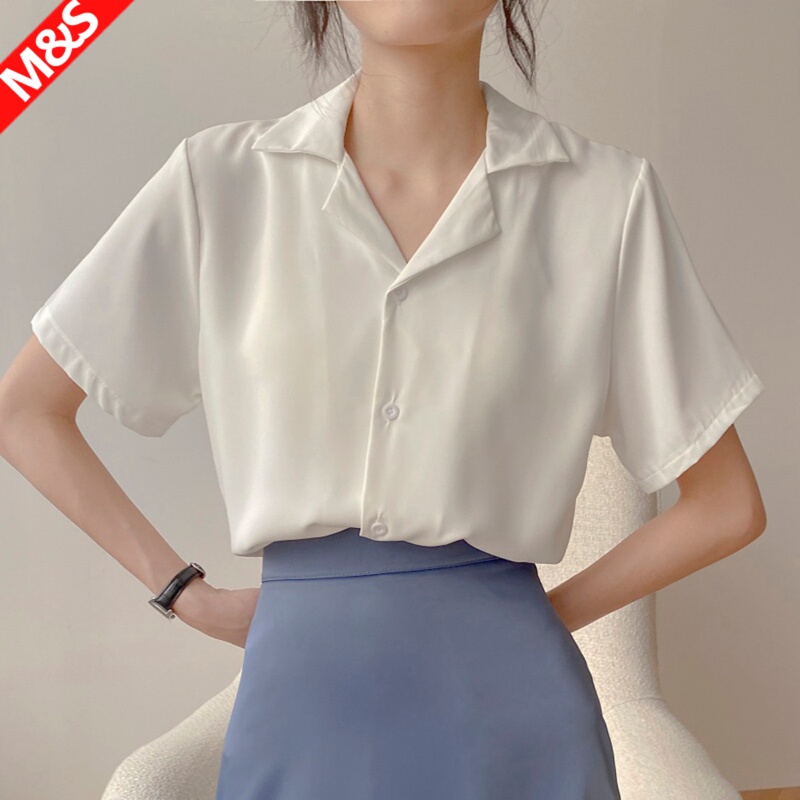 Chiffon Shirt Women's Short-Sleeved White Shirt Workwear Professional Summer White Workplace Interview Spring Outfit Formal Top