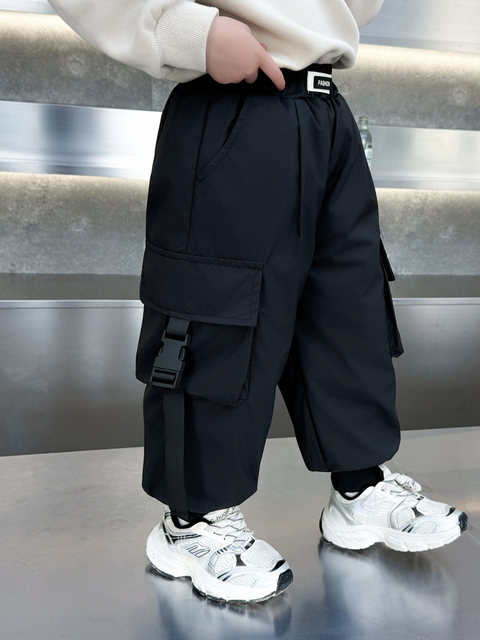 Boys' down Pants for Outdoor Wear, New 2026 Winter Model, Children's Thickened Cotton Pants, Baby Thickened Cargo Pants