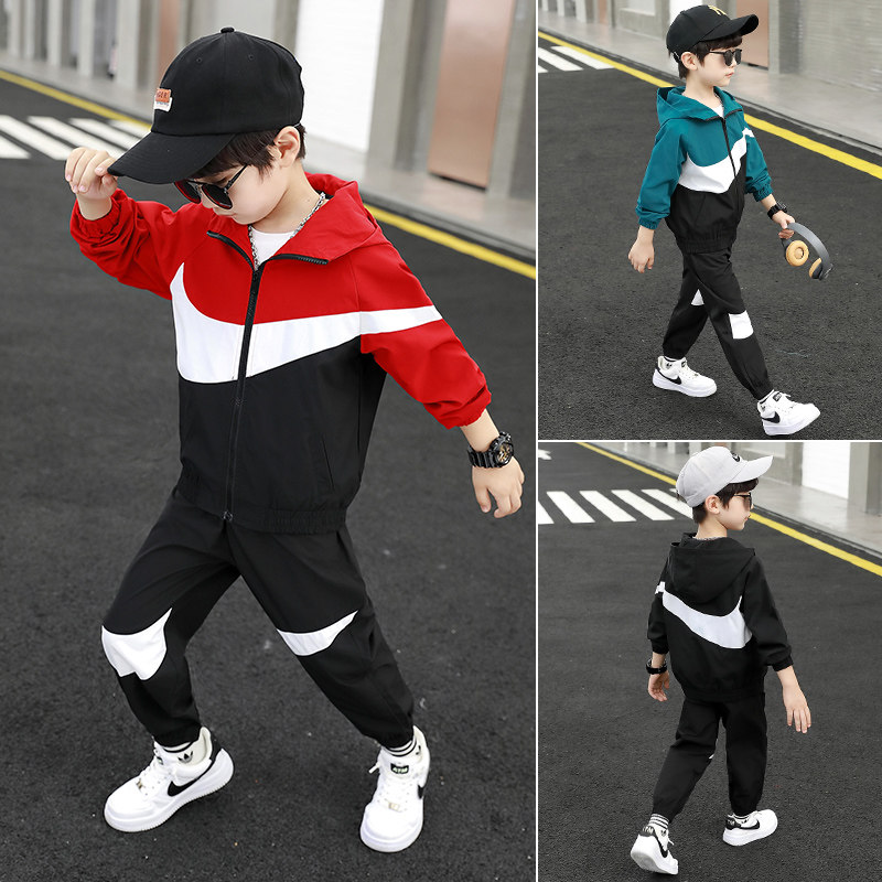 Boy suit 2022 Spring loaded with new Korean version Children's spring and autumn clothes baby spring sports two sets damp