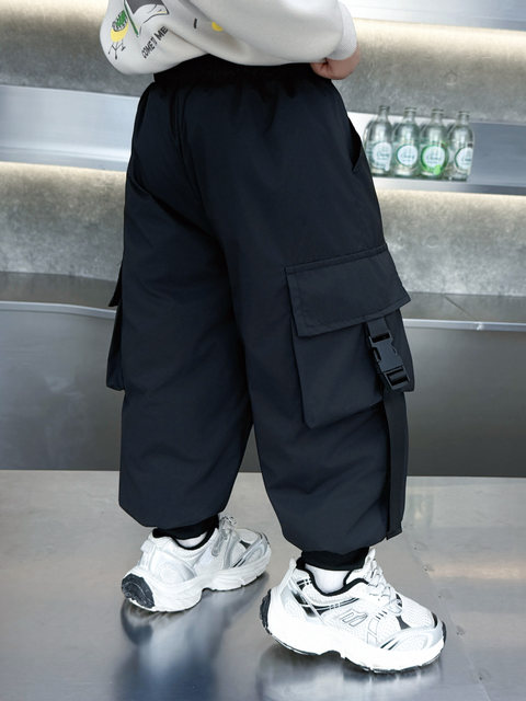 Boys' down Pants for Outdoor Wear, New 2026 Winter Model, Children's Thickened Cotton Pants, Baby Thickened Cargo Pants