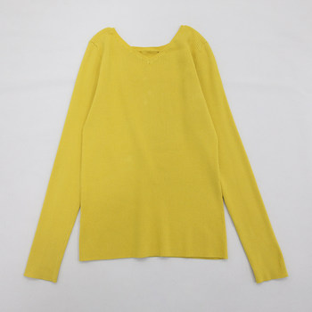 Allureville goose yellow v-neck delicate bottoming sweater