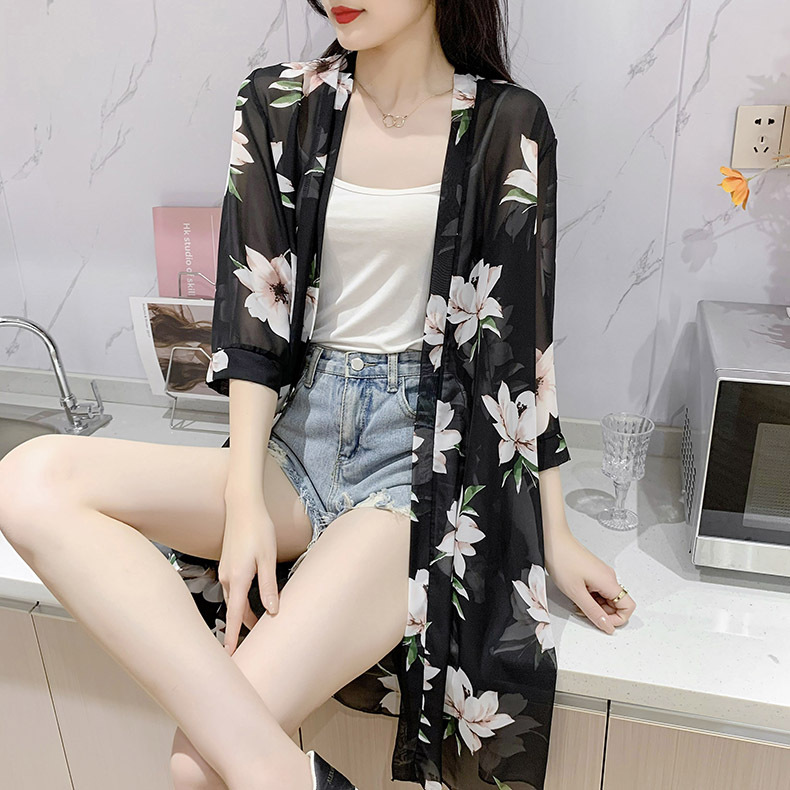 Beach Sun Protection Clothing for Women, New Summer Style, Long Air-Conditioning Shirt, Chiffon Cardigan, Thin Shawl, Large Size Sun Protection Shirt