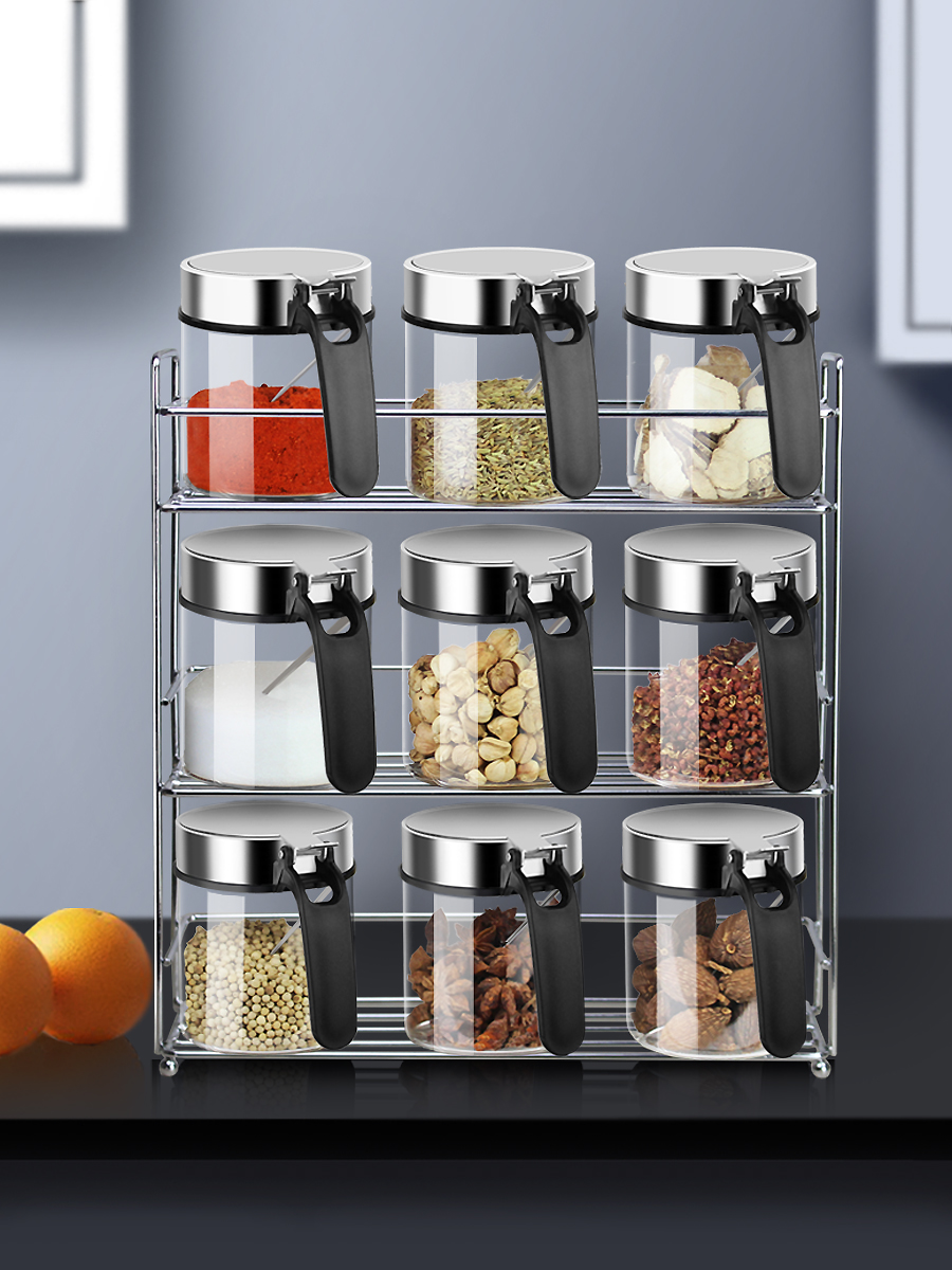 Glass seasoning bottle jar Seasoning box Chicken essence Salt pepper pepper noodle jar Kitchen storage set Nordic seasoning box