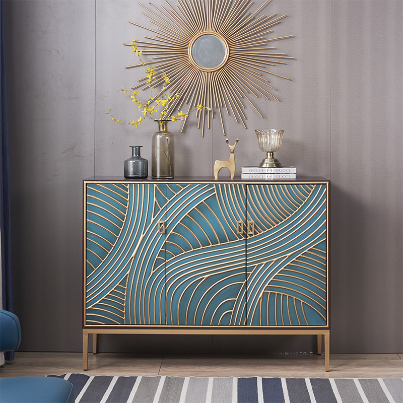 Entry shoe cabinet home door storage cabinet American light luxury porch cabinet home decoration cabinet solid wood lobby storage cabinet