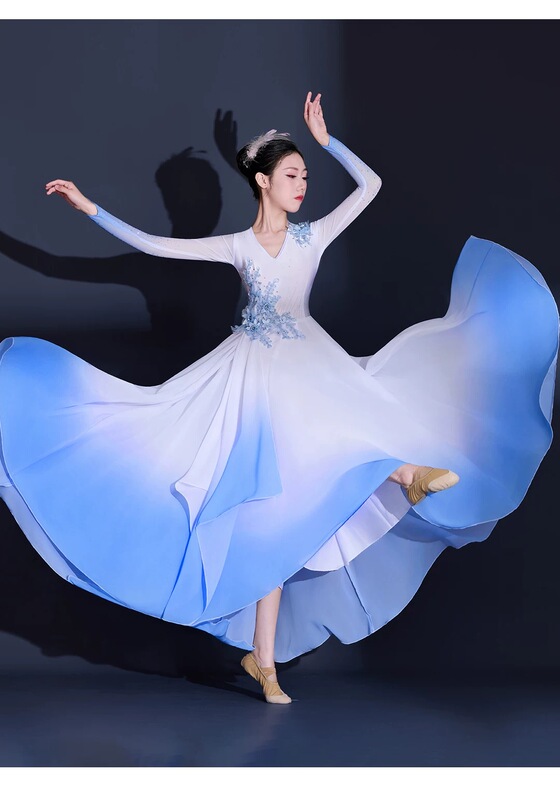 New Style Opening Dance Large Skirt Performance Costume for Female Singers, Classical Dance Gradient Long Skirt, Ethereal Modern Dance Chorus Costume New Style Opening Dance Large Skirt Performance Costume for Female Singers, Classical Dance Gradient Long Skirt, Ethereal Modern Dance Chorus Costume