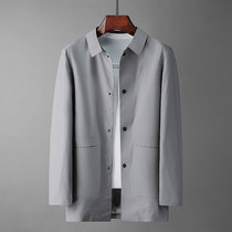 Simple and unwarlike spring New pressure rubber windweaters mens fashion business capsized in the middle of a long windsuit jacket