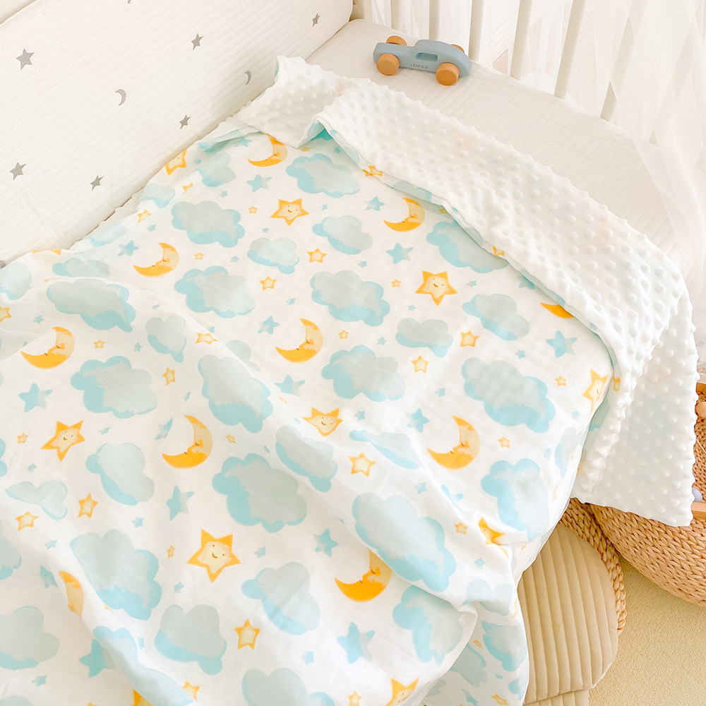 Baby pure cotton quilt cover newborn comfort bean blanket kindergarten baby blanket change and wash quilt cover removable and washable quilt