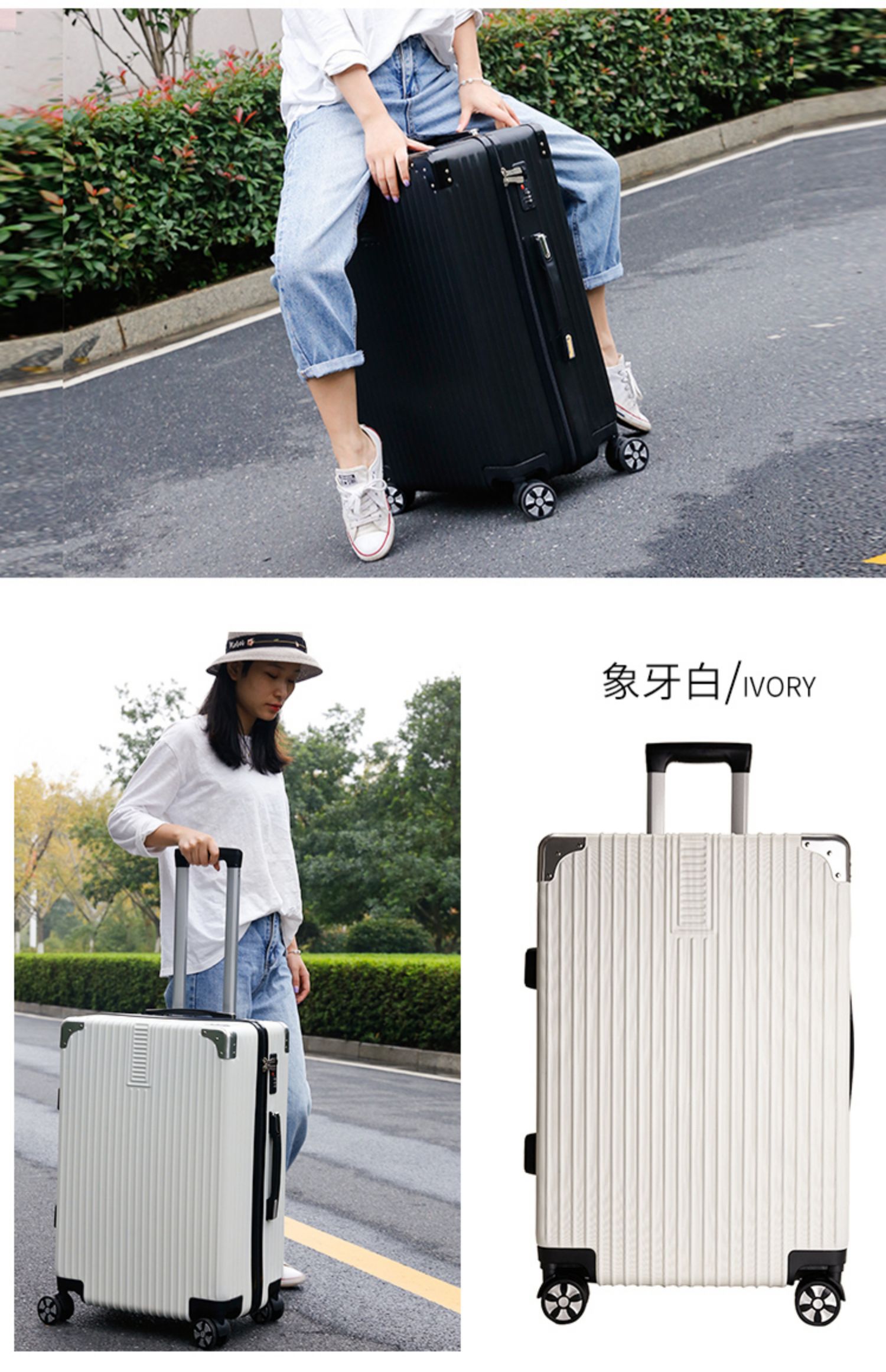 Hành lý đúng góc retro xe đẩy nữ phổ bánh xe mật khẩu hành lý nam 24 inch hành lý nữ 2019 mới - Va li mẫu vali kéo đẹp
