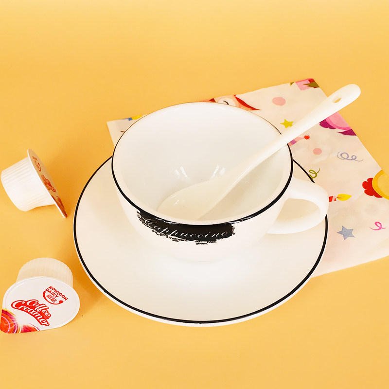 Coffee cup European cappuccino cup couple cup black line multi-specification retro creative bone china with saucer ceramic cup