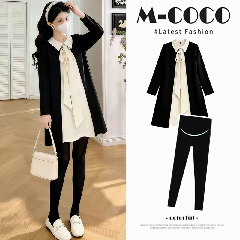 Trendy Maternity Outfit Set for Spring: Faux Two-Piece Shirt Dress That Doesn'T Show the Bump, Stylish Maternity Top in Plus Size