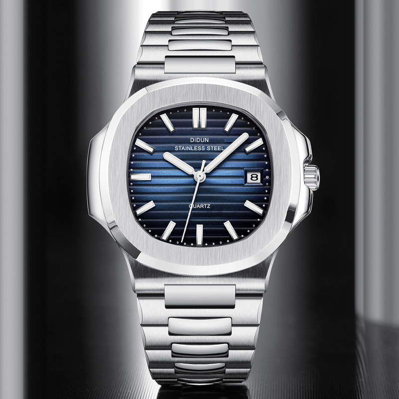 New Diton Retro Trendy Brand Watch Nautilus All-Steel Square Fashion Luminous Waterproof Calendar Quartz Watch for Men