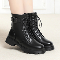 Winter spider king Martin boots womens winter plus velvet leather womens shoes mid-heel warm wool short boots plus size mothers cotton shoes