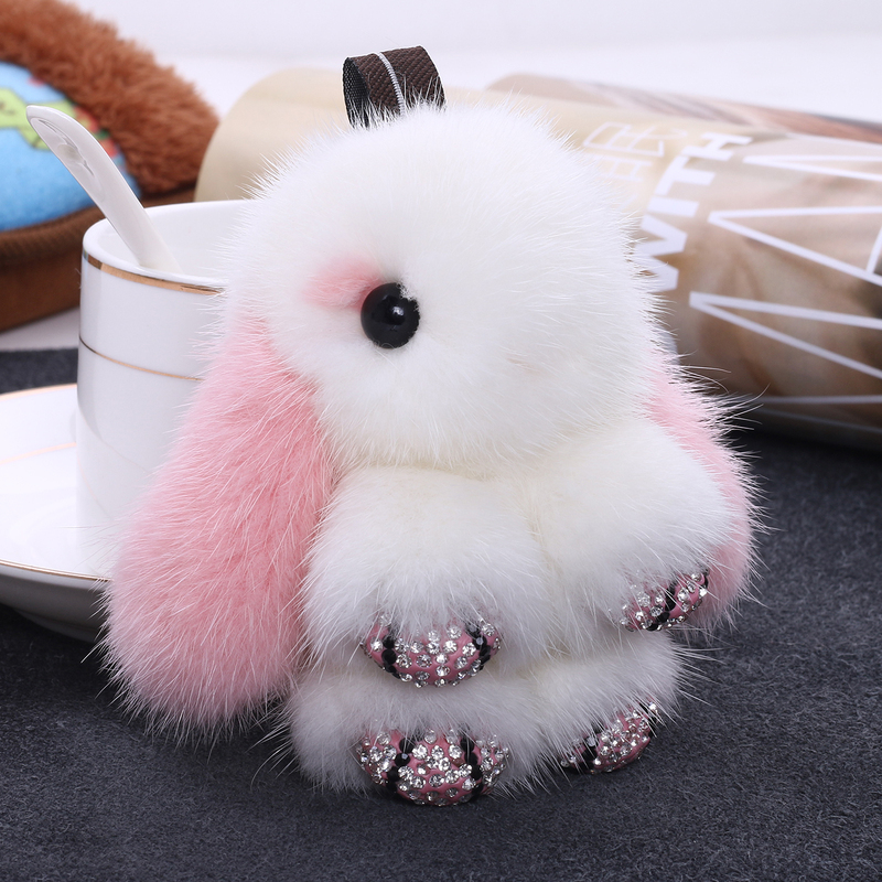 Mink Plush Cute Dead Rabbit Bag Charm High-End Doll Backpack Car Keychain Toy Pendant