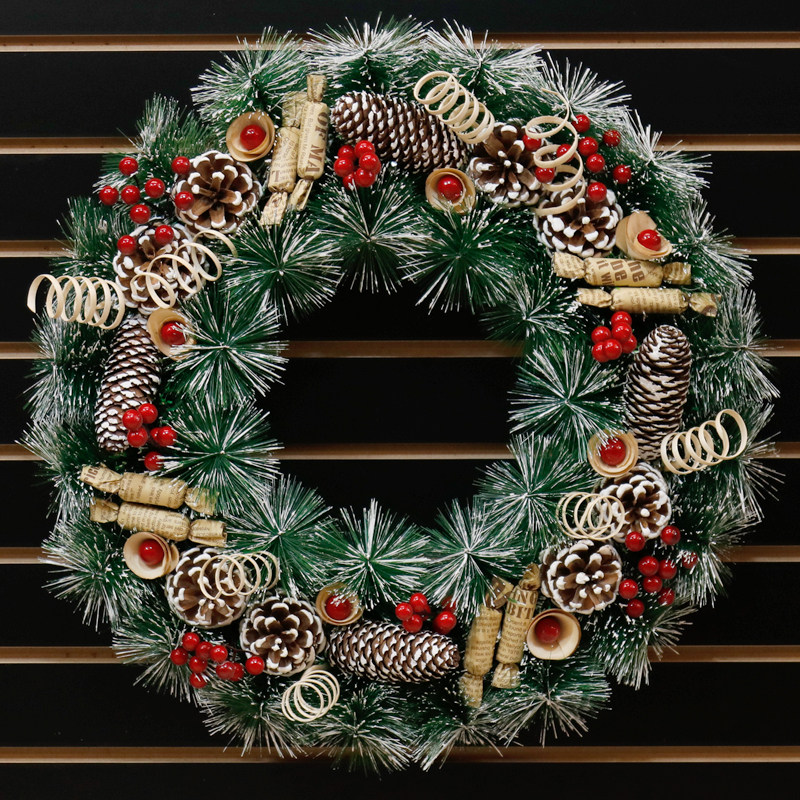 Christmas flower ring door hanging 30 40 60cm Christmas tree floral wreath pendant Pendant Mall shop window decoration hanging ornament hanging ornament