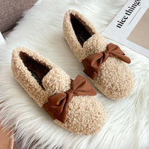 2021 autumn winter new pregnant women shoes one foot pedal foot floating swollen hair wool shoes lamb wool bean shoes big code womens shoes