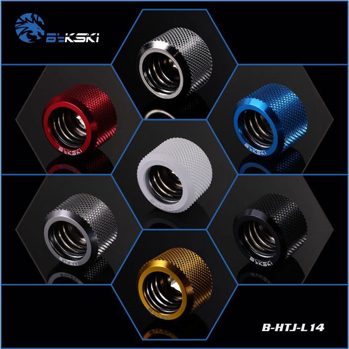 Bykski B- HTJ-L14 14mm fine diamond pattern hard pipe quick-twist joint G1 4 4 layer sealing ring