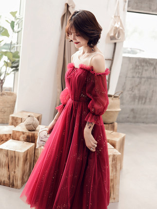 Long evening dress for elementary school students for bride, mid-length